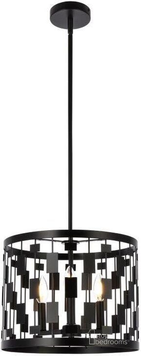 The appearance of Levante 3 Lights Pendant In Black designed by Elegant Lighting in the transitional interior design. This black piece of furniture  was selected by 1StopBedrooms from Levante Collection to add a touch of cosiness and style into your home. Sku: LD7074D14BK. Material: Metal. Product Type: Pendant Lighting. Image1