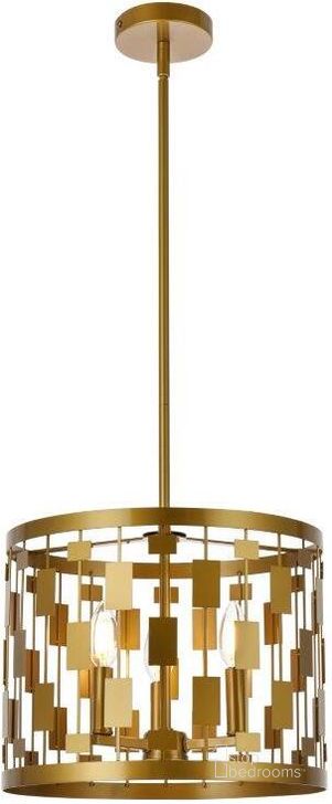 The appearance of Levante 3 Lights Pendant In Brass designed by Elegant Lighting in the transitional interior design. This brass piece of furniture  was selected by 1StopBedrooms from Levante Collection to add a touch of cosiness and style into your home. Sku: LD7074D14BR. Material: Metal. Product Type: Pendant Lighting. Image1