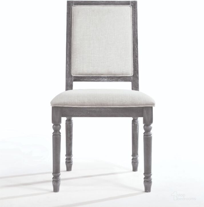 The appearance of Leventis Cream Linen Side Chair Set of 2 designed by ACME in the transitional interior design. This gray piece of furniture  was selected by 1StopBedrooms from Leventis Collection to add a touch of cosiness and style into your home. Sku: 66182. Material: Fabric. Product Type: Side Chair. Image1