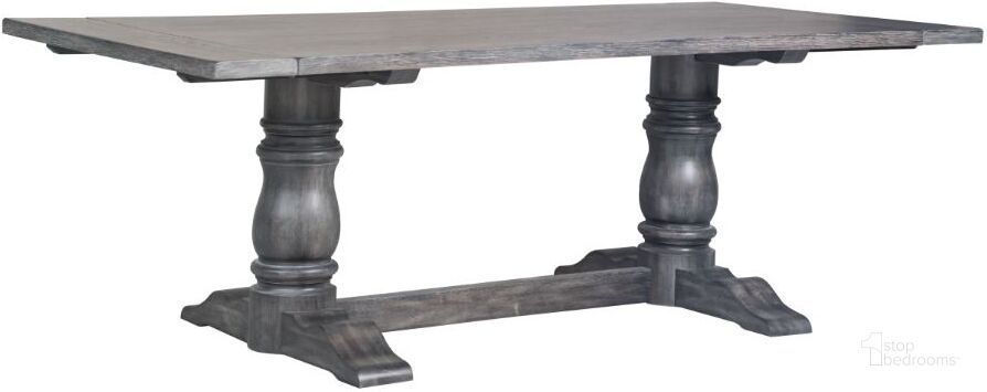 The appearance of Leventis Weathered Gray Dining Table designed by ACME in the transitional interior design. This gray piece of furniture  was selected by 1StopBedrooms from Leventis Collection to add a touch of cosiness and style into your home. Sku: 66180T;66181ST. Table Base Style: Trestle. Material: Wood. Product Type: Dining Table. Table Top Shape: Rectangular. Image1