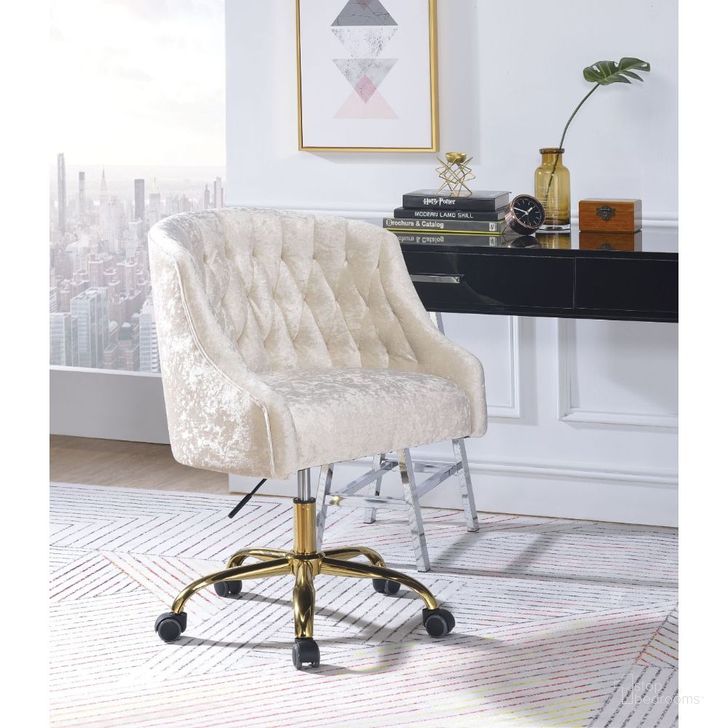 The appearance of Levian Office Chair designed by ACME in the transitional interior design. This medium color piece of furniture  was selected by 1StopBedrooms from Levian Collection to add a touch of cosiness and style into your home. Sku: 92517. Material: Fabric. Product Type: Home Office Chair. Image1