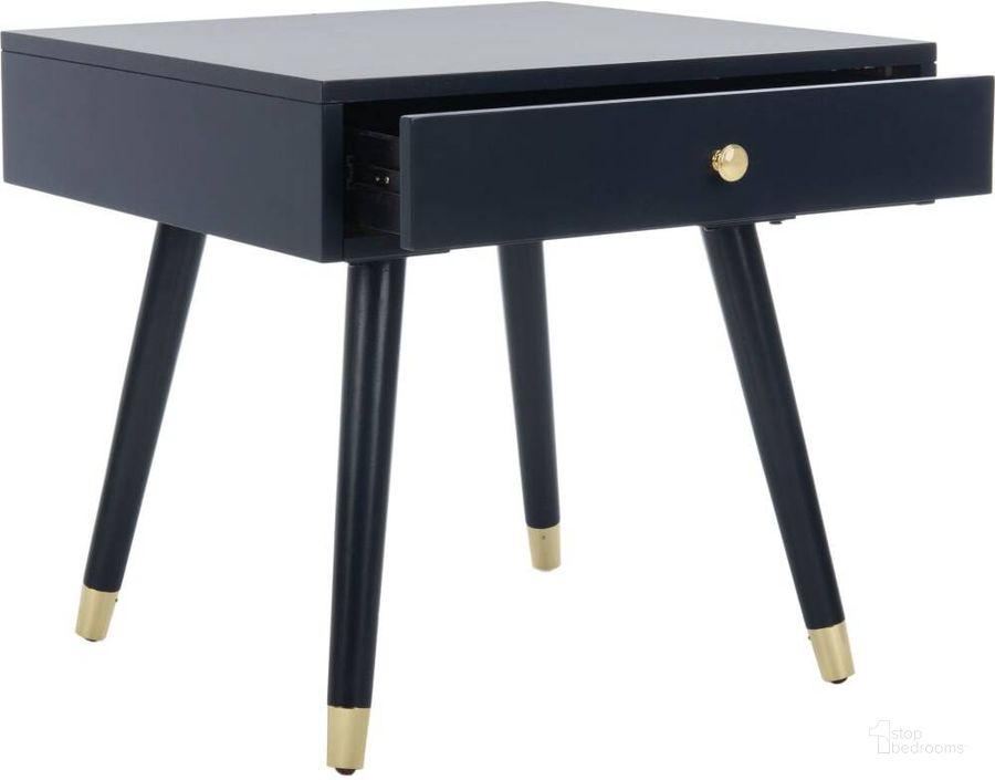 The appearance of Levinson Navy Gold Cap End Table designed by Safavieh in the modern / contemporary interior design. This gold navy piece of furniture  was selected by 1StopBedrooms from Levinson Collection to add a touch of cosiness and style into your home. Sku: FOX6305C. Product Type: Accent Table. Material: Brass. Image1