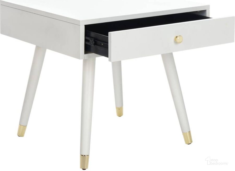 The appearance of Levinson White Gold Cap End Table designed by Safavieh in the modern / contemporary interior design. This white and gold piece of furniture  was selected by 1StopBedrooms from Levinson Collection to add a touch of cosiness and style into your home. Sku: FOX6305B. Product Type: Accent Table. Material: Brass. Image1