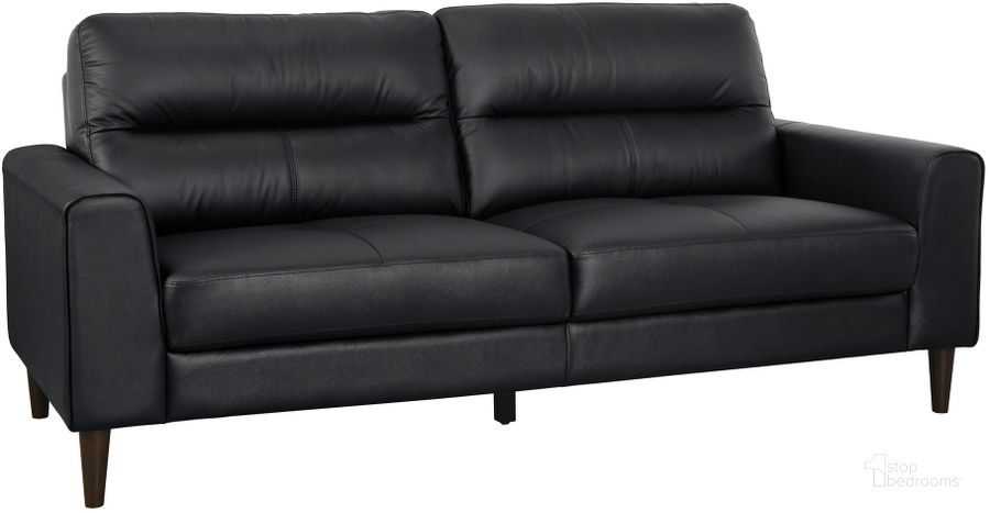 The appearance of Lewes Sofa In Black designed by Homelegance in the modern / contemporary interior design. This black piece of furniture  was selected by 1StopBedrooms from Lewes Collection to add a touch of cosiness and style into your home. Sku: 8566BLK-3. Material: Faux Leather. Product Type: Sofa. Image1