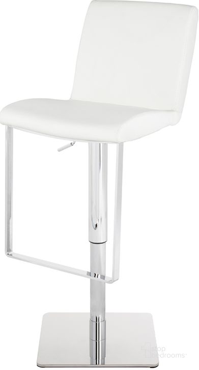 The appearance of Lewis White Leather Adjustable Stool designed by Nuevo in the modern / contemporary interior design. This white piece of furniture  was selected by 1StopBedrooms from Lewis Collection to add a touch of cosiness and style into your home. Sku: HGAF167. Material: Leather. Product Type: Barstool. Image1