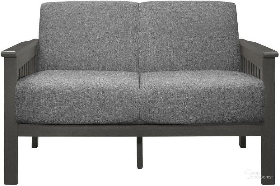 The appearance of Lewiston Gray Loveseat designed by Homelegance in the transitional interior design. This gray piece of furniture  was selected by 1StopBedrooms from Lewiston Collection to add a touch of cosiness and style into your home. Sku: 1104GY-2. Product Type: Loveseat. Material: Textured. Image1