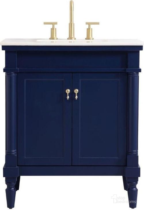 The appearance of Lexington 30 Inch Single Bathroom Vanity In Blue VF13030BL designed by Elegant Lighting in the traditional interior design. This blue piece of furniture  was selected by 1StopBedrooms from Lexington Collection to add a touch of cosiness and style into your home. Sku: VF13030BL. Material: Wood. Product Type: Bathroom Vanity. Image1