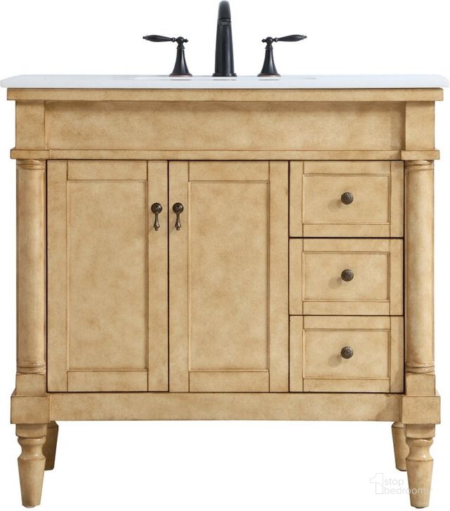 The appearance of Lexington 36 Inch Single Bathroom Vanity In Antique Beige designed by Elegant Lighting in the traditional interior design. This antique beige piece of furniture  was selected by 1StopBedrooms from Lexington Collection to add a touch of cosiness and style into your home. Sku: VF13036AB. Product Type: Bathroom Vanity. Image1