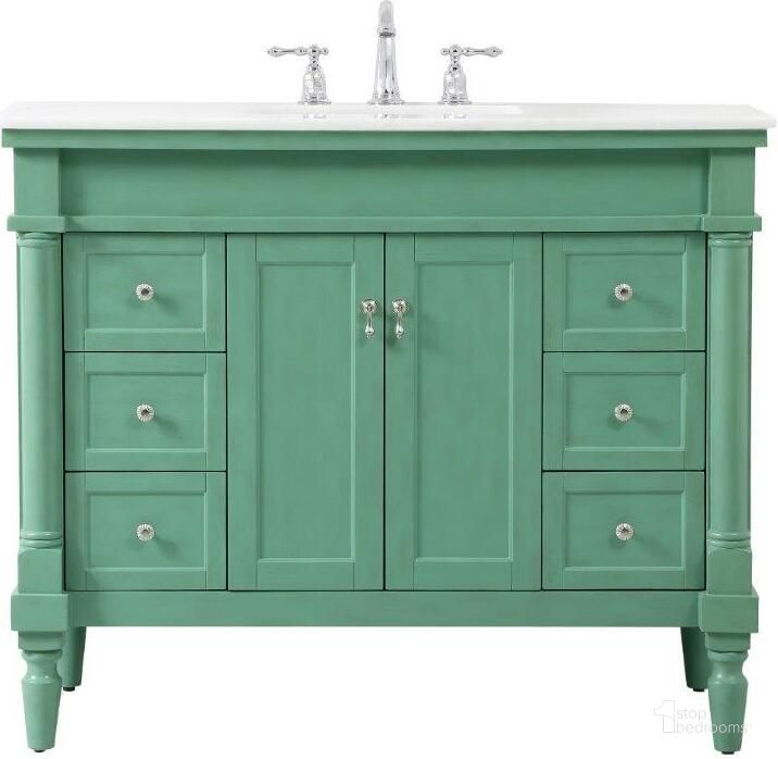 The appearance of Lexington 42 Inch Single Bathroom Vanity In Vintage Mint designed by Elegant Lighting in the traditional interior design. This mint piece of furniture  was selected by 1StopBedrooms from Lexington Collection to add a touch of cosiness and style into your home. Sku: VF13042VM. Material: Wood. Product Type: Bathroom Vanity. Image1