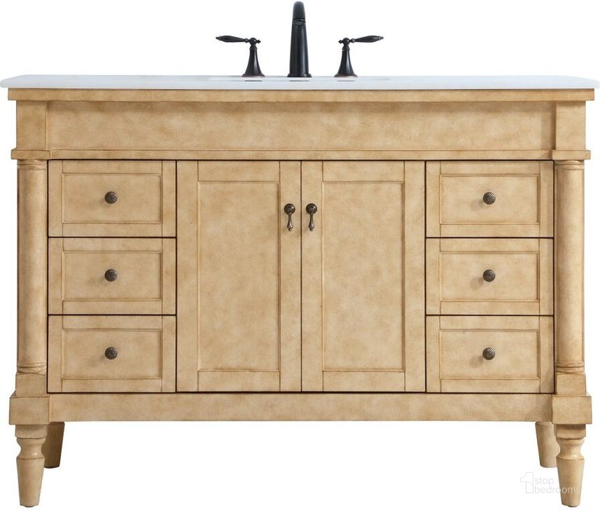 The appearance of Lexington 48 Inch Single Bathroom Vanity In Antique Beige designed by Elegant Lighting in the traditional interior design. This antique beige piece of furniture  was selected by 1StopBedrooms from Lexington Collection to add a touch of cosiness and style into your home. Sku: VF13048AB. Product Type: Bathroom Vanity. Image1