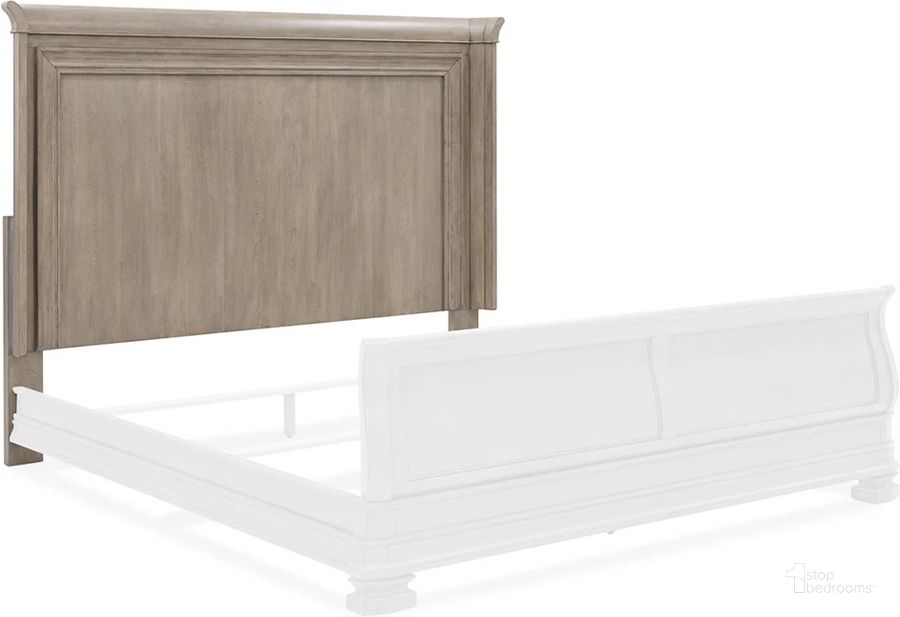 The appearance of Lexorne Gray King/California King Panel Headboard Only designed by Signature Design by Ashley in the traditional interior design. This gray piece of furniture  was selected by 1StopBedrooms from Lexorne Collection to add a touch of cosiness and style into your home. Sku: B924-58. Material: Wood. Product Type: Headboard. Bed Size: King.