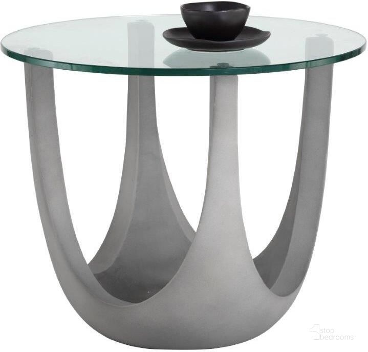 The appearance of Lia Side Table designed by Sunpan in the modern / contemporary interior design. This grey piece of furniture  was selected by 1StopBedrooms from Solterra Collection to add a touch of cosiness and style into your home. Sku: 103751. Material: Glass. Product Type: End Table. Image1