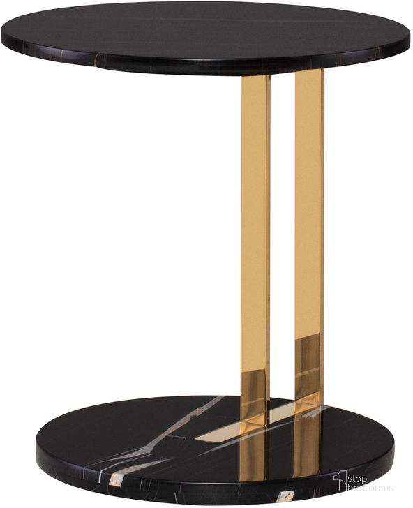 The appearance of Lia Side Table In Noir designed by Nuevo in the modern / contemporary interior design. This noir piece of furniture  was selected by 1StopBedrooms from Lia Collection to add a touch of cosiness and style into your home. Sku: HGMM183. Product Type: Side Table. Material: Stone. Image1