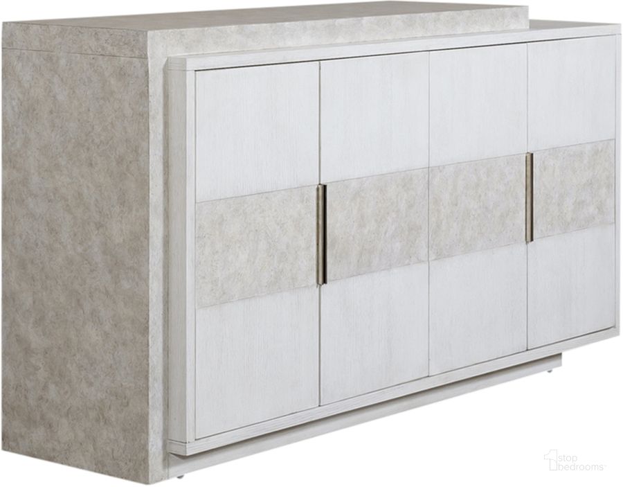 The appearance of Liberty Furniture Mirage Buffet in Wirebrushed White designed by Liberty in the modern / contemporary interior design. This white piece of furniture  was selected by 1StopBedrooms from Mirage Collection to add a touch of cosiness and style into your home. Sku: 946-CB6636. Material: Wood. Product Type: Buffet. Image1