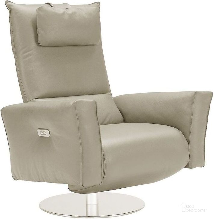 The appearance of Liliana Silverfox Leather Reclining Swivel Accent Chair designed by Bellini Modern Living in the modern / contemporary interior design. This beige piece of furniture  was selected by 1StopBedrooms from Liliana Collection to add a touch of cosiness and style into your home. Sku: Liliana SLFX. Product Type: Accent Chair.