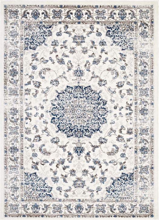 The appearance of Lilja Ivory and Moroccan Blue Distressed Vintage Persian Medallion 5x8 Area Rug designed by Modway in the modern / contemporary interior design. This ivory and moroccan blue piece of furniture  was selected by 1StopBedrooms from Lilja Collection to add a touch of cosiness and style into your home. Sku: R-1127B-58. Material: Polypropylene. Product Type: Area Rugs. Image1