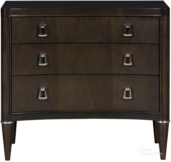 The appearance of Lillet Three Drawer Nightstand In Brown designed by Vanguard Furniture in the traditional interior design. This brown piece of furniture  was selected by 1StopBedrooms from Lillet Collection to add a touch of cosiness and style into your home. Sku: P658L-NO. Material: Wood. Product Type: Nightstand. Image1