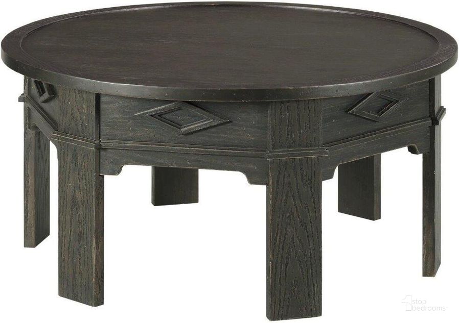 The appearance of Lillith Round Coffee Table designed by Hammary in the coastal interior design. This dark stain piece of furniture  was selected by 1StopBedrooms from Lillith Collection to add a touch of cosiness and style into your home. Sku: 068-911. Material: Wood. Product Type: Coffee Table.