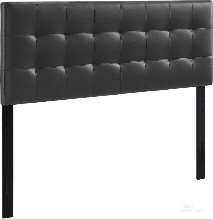 The appearance of Lily Black Full Upholstered Vinyl Headboard designed by Modway in the modern / contemporary interior design. This black piece of furniture  was selected by 1StopBedrooms from Lily Collection to add a touch of cosiness and style into your home. Sku: MOD-5147-BLK. Product Type: Headboard. Material: MDF. Image1