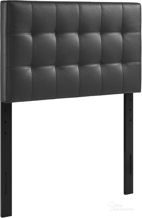 The appearance of Lily Black Twin Upholstered Vinyl Headboard MOD-5149-BLK designed by Modway in the modern / contemporary interior design. This black piece of furniture  was selected by 1StopBedrooms from Lily Collection to add a touch of cosiness and style into your home. Sku: MOD-5149-BLK. Product Type: Headboard. Material: MDF. Image1