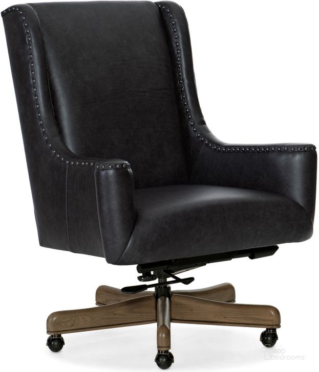 The appearance of Lily Executive Swivel Tilt Chair In Black designed by Hooker in the transitional interior design. This black piece of furniture  was selected by 1StopBedrooms from EC Collection to add a touch of cosiness and style into your home. Sku: EC366-096. Material: Leather. Product Type: Executive Chair. Image1