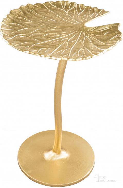 The appearance of Lily Gold Side Table designed by Zuo Modern in the modern / contemporary interior design. This gold piece of furniture  was selected by 1StopBedrooms from Lily Collection to add a touch of cosiness and style into your home. Sku: 101490. Material: Aluminum. Product Type: Side Table. Image1