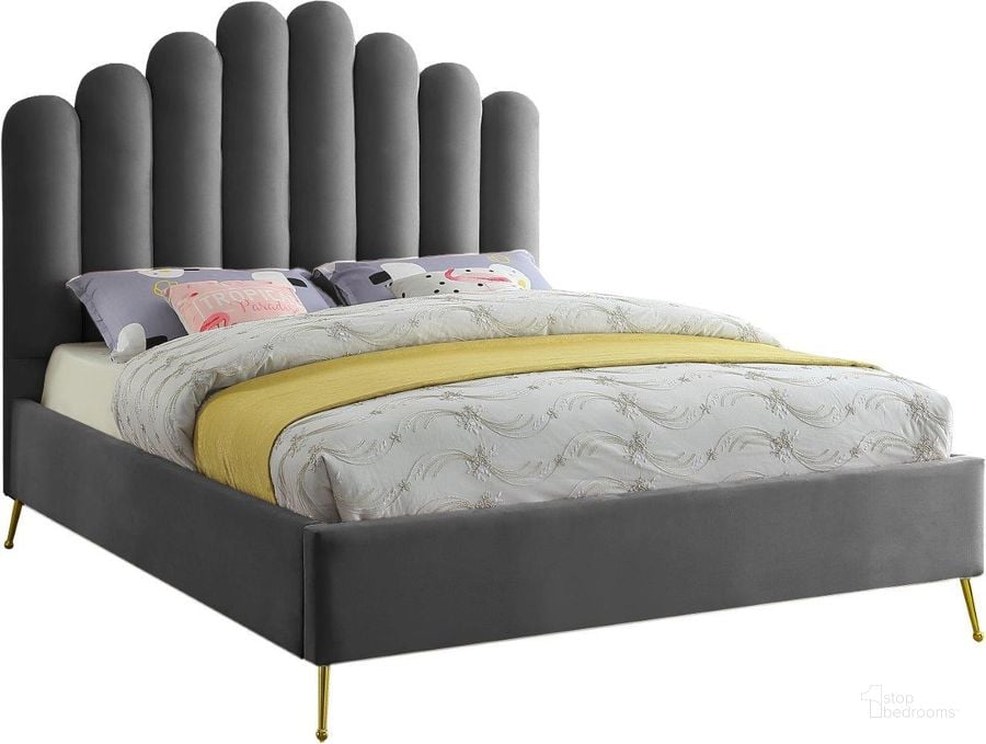 The appearance of Lily Grey Velvet Queen Bed designed by Meridian in the modern / contemporary interior design. This grey velvet piece of furniture  was selected by 1StopBedrooms from Lily Collection to add a touch of cosiness and style into your home. Sku: LilyGrey-Q-1;LilyGrey-Q-2. Bed Type: Platform Bed. Product Type: Platform Bed. Bed Size: Queen. Material: Velvet. Image1