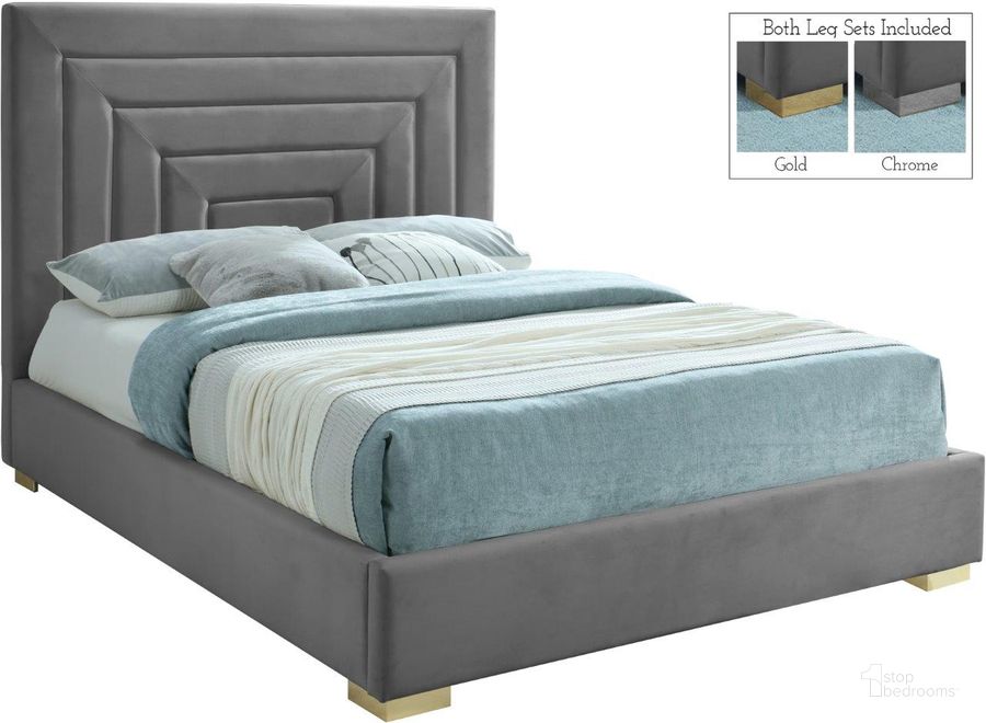 The appearance of Lily Lake Grey Velvet Queen Bed designed by Furnique in the modern / contemporary interior design. This grey piece of furniture  was selected by 1StopBedrooms from Lily Lake Collection to add a touch of cosiness and style into your home. Sku: NoraGrey-Q-1;NoraGrey-Q-2. Product Type: Bed. Bed Size: Queen. Material: Velvet. Image1