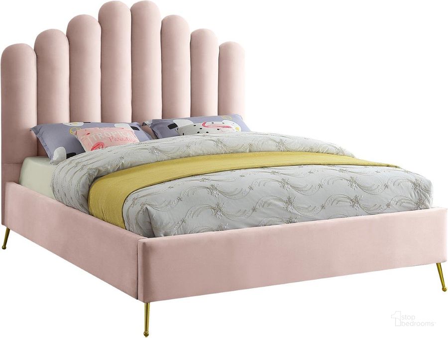 The appearance of Lily Pink Velvet Queen Bed designed by Meridian in the modern / contemporary interior design. This pink velvet piece of furniture  was selected by 1StopBedrooms from Lily Collection to add a touch of cosiness and style into your home. Sku: LilyPink-Q-1;LilyPink-Q-2. Bed Type: Platform Bed. Product Type: Platform Bed. Bed Size: Queen. Material: Velvet. Image1