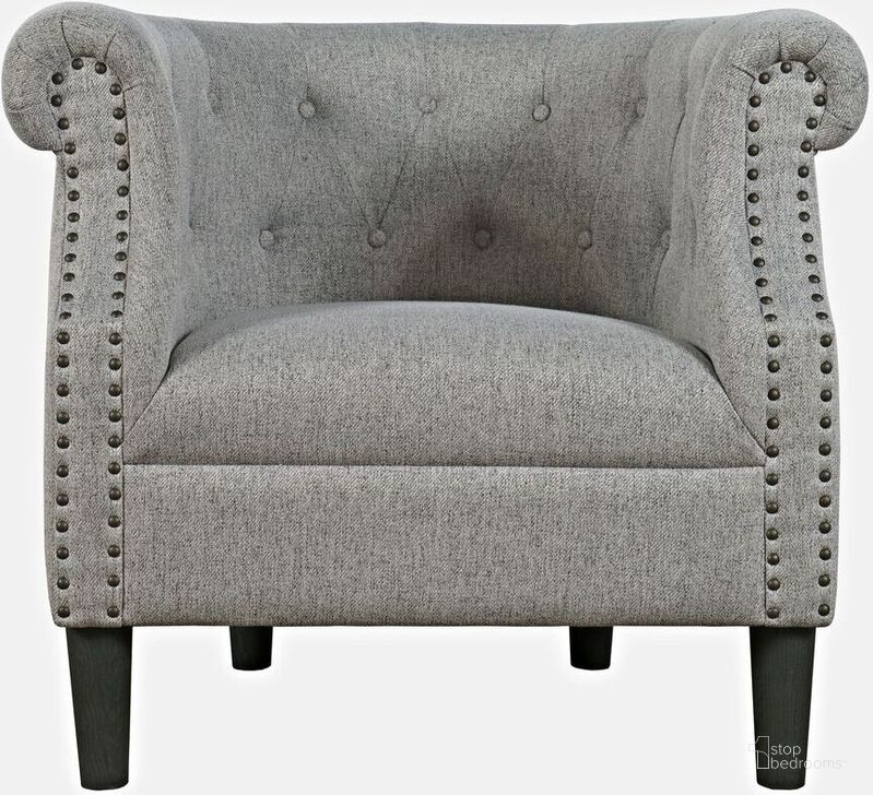 The appearance of Lily Transitional Contemporary Upholstered Barrel Curved Back Accent Chair With Nailhead Trim In Ash designed by Jofran in the traditional interior design. This ash piece of furniture  was selected by 1StopBedrooms from Lily Collection to add a touch of cosiness and style into your home. Sku: LILY-CH-ASH. Product Type: Accent Chair. Material: Plywood. Image1