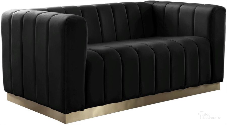 The appearance of Limerock Black Velvet Loveseat designed by Furnique in the modern / contemporary interior design. This black piece of furniture  was selected by 1StopBedrooms from Limerock Collection to add a touch of cosiness and style into your home. Sku: 603Black-L. Product Type: Loveseat. Material: Velvet. Image1
