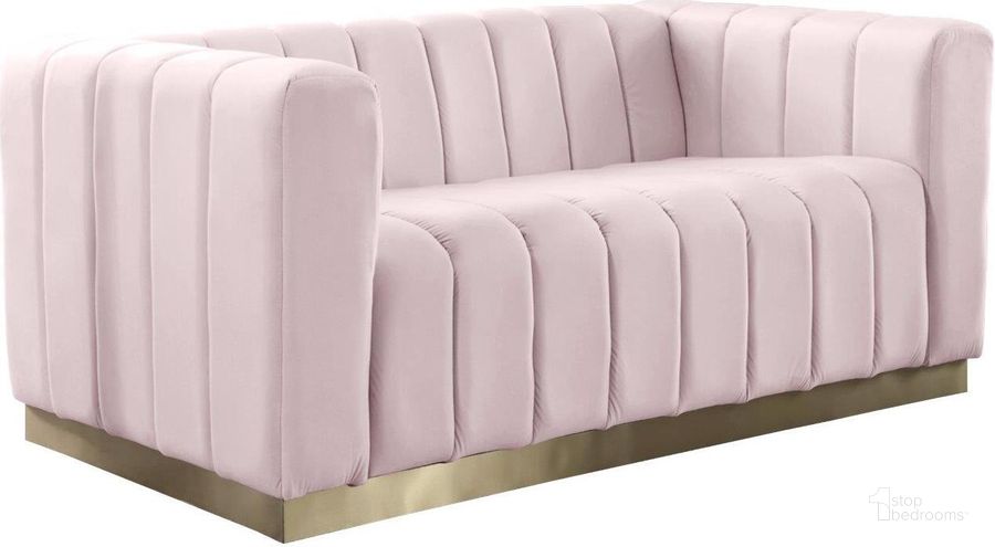 The appearance of Limerock Pink Velvet Loveseat designed by Furnique in the modern / contemporary interior design. This pink piece of furniture  was selected by 1StopBedrooms from Limerock Collection to add a touch of cosiness and style into your home. Sku: 603Pink-L. Product Type: Loveseat. Material: Velvet. Image1