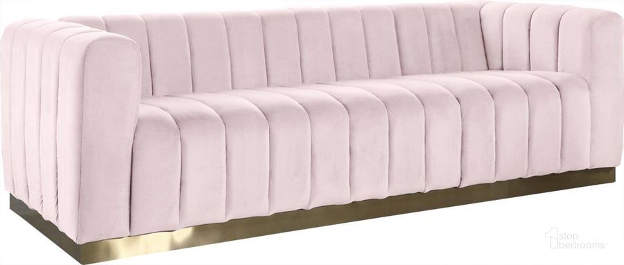 The appearance of Limerock Pink Velvet Sofa designed by Furnique in the modern / contemporary interior design. This pink velvet piece of furniture  was selected by 1StopBedrooms from Limerock Collection to add a touch of cosiness and style into your home. Sku: 603Pink-S. Material: Wood. Product Type: Sofa. Image1