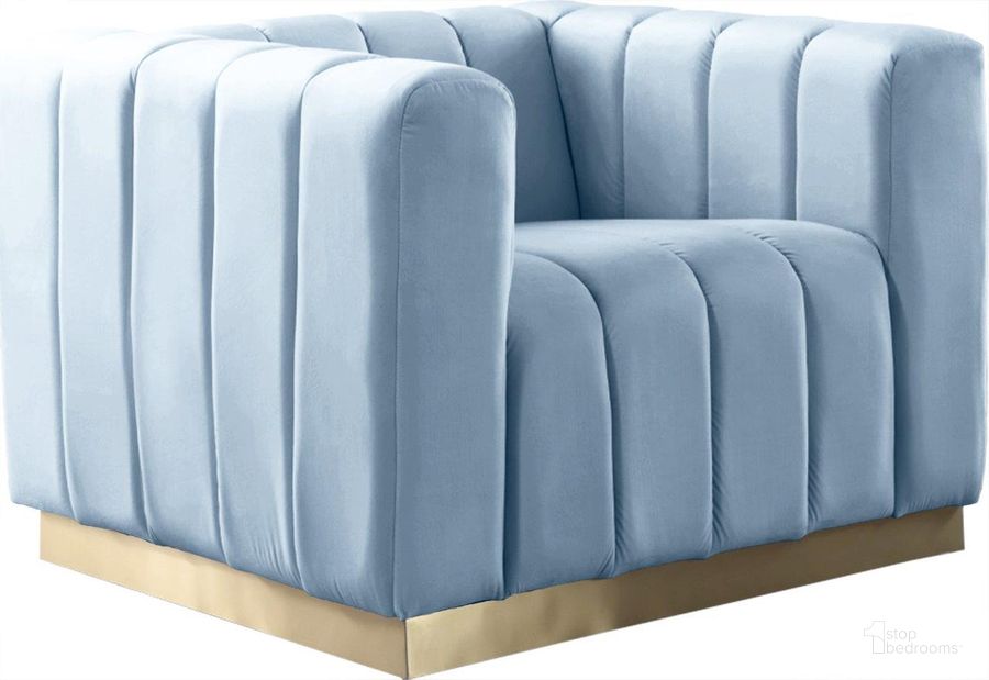 The appearance of Limerock Sky Blue Velvet Chair designed by Furnique in the modern / contemporary interior design. This sky blue velvet piece of furniture  was selected by 1StopBedrooms from Limerock Collection to add a touch of cosiness and style into your home. Sku: 603SkyBlu-C. Product Type: Chair. Material: Velvet. Image1