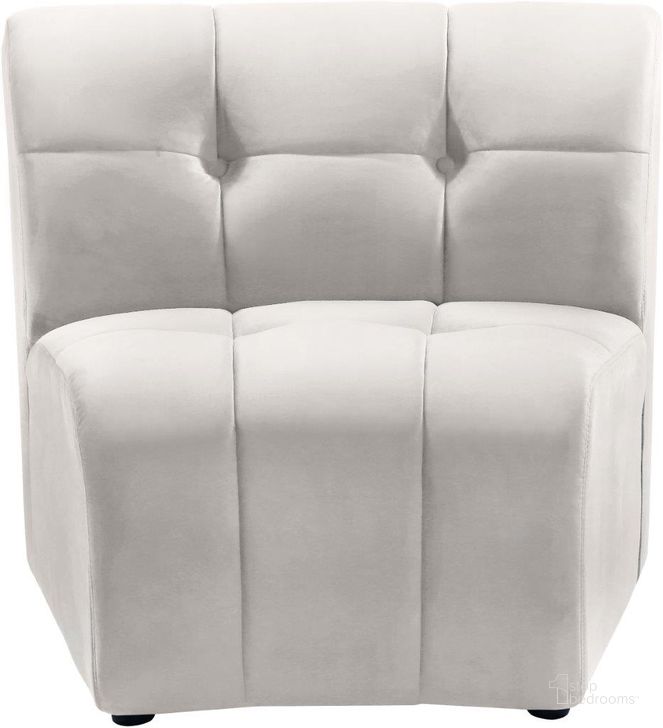 The appearance of Limitless Cream Velvet Modular Chair designed by Meridian in the modern / contemporary interior design. This cream velvet piece of furniture  was selected by 1StopBedrooms from Limitless Collection to add a touch of cosiness and style into your home. Sku: 645Cream-C. Product Type: Chair. Material: Velvet. Image1