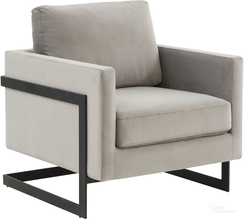 The appearance of Lincoln Velvet Accent Arm Chair In Light Grey designed by LeisureMod in the modern / contemporary interior design. This light grey piece of furniture  was selected by 1StopBedrooms from Lincoln Collection to add a touch of cosiness and style into your home. Sku: LAB31LGR. Product Type: Accent Chair. Material: Velvet. Image1