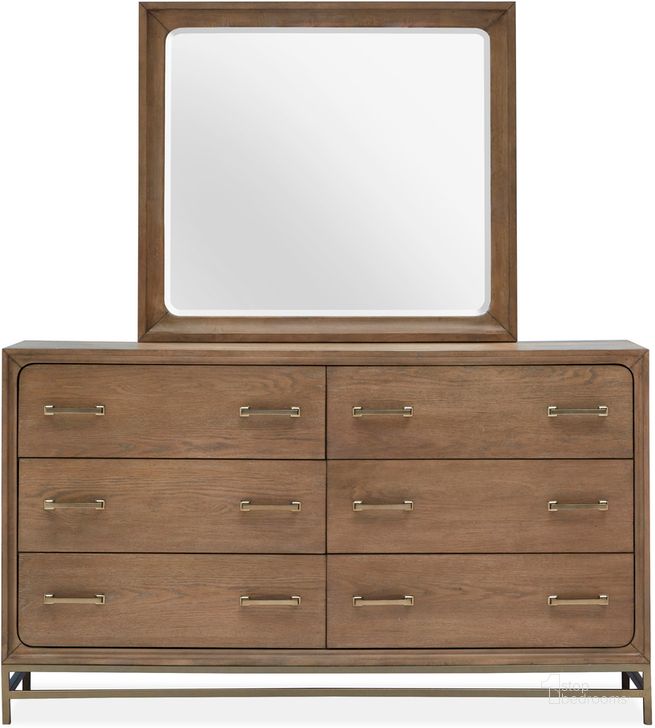 The appearance of Lindon Double Drawer Dresser designed by Magnussen in the  interior design. This brown piece of furniture  was selected by 1StopBedrooms from Lindon Collection to add a touch of cosiness and style into your home. Sku: B5570-22. Material: Wood. Product Type: Dresser. Image1