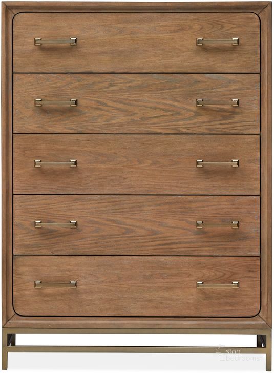 The appearance of Lindon Drawer Chest designed by Magnussen in the  interior design. This brown piece of furniture  was selected by 1StopBedrooms from Lindon Collection to add a touch of cosiness and style into your home. Sku: B5570-10. Material: Wood. Product Type: Chest. Image1
