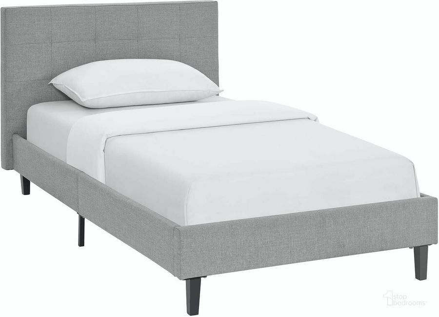 The appearance of Linnea Light Gray Twin Bed designed by Modway in the modern / contemporary interior design. This light gray piece of furniture  was selected by 1StopBedrooms from Linnea Collection to add a touch of cosiness and style into your home. Sku: MOD-5422-LGR. Bed Type: Platform Bed. Material: Wood. Product Type: Platform Bed. Bed Size: Twin. Image1