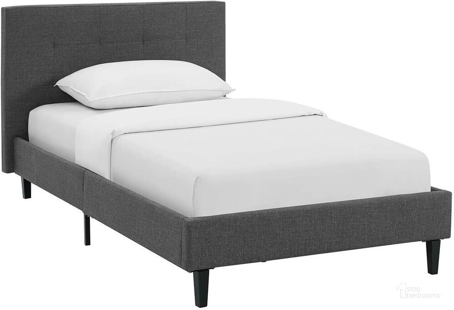 The appearance of Linnea Twin Bed In Gray designed by Modway in the modern / contemporary interior design. This dark gray piece of furniture  was selected by 1StopBedrooms from Linnea Collection to add a touch of cosiness and style into your home. Sku: MOD-5422-GRY. Bed Type: Platform Bed. Material: Wood. Product Type: Platform Bed. Bed Size: Twin. Image1