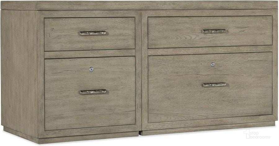 The appearance of Linville Falls 60 Inch Credenza With File And Lateral File Cabinet designed by Hooker in the transitional interior design. This gray piece of furniture  was selected by 1StopBedrooms from Linville Collection to add a touch of cosiness and style into your home. Sku: 6150-10060-85;6150-10416-85;6150-10466-85. Product Type: File Cabinet. Material: Wood Veneer. Image1