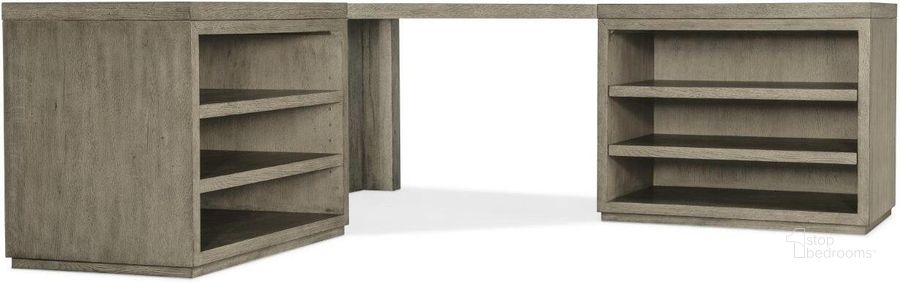The appearance of Linville Falls Corner Desk With Two Open Desk Cabinets designed by Hooker in the transitional interior design. This gray piece of furniture  was selected by 1StopBedrooms from Linville Collection to add a touch of cosiness and style into your home. Sku: 6150-10036-85;6150-10049-85;6150-10413-85. Product Type: Desk. Material: Wood Veneer. Image1