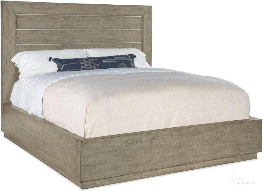 The appearance of Linville Falls Mill Ridge King Panel Bed designed by Hooker in the transitional interior design. This gray piece of furniture  was selected by 1StopBedrooms from Linville Collection to add a touch of cosiness and style into your home. Sku: 6150-90253-85;6150-90267-85;6150-90268-85. Bed Type: Panel Bed. Product Type: Panel Bed. Bed Size: King. Material: Wood Veneer. Image1