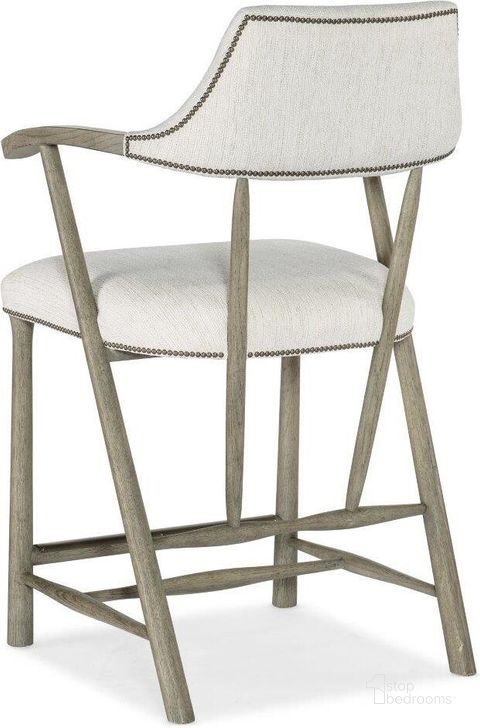The appearance of Linville Falls Stack Rock Counter Stool 6150-75350-85 designed by Hooker in the transitional interior design. This beige piece of furniture  was selected by 1StopBedrooms from Linville Collection to add a touch of cosiness and style into your home. Sku: 6150-75350-85. Material: Fabric. Product Type: Barstool. Image1