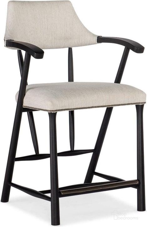 The appearance of Linville Falls Stack Rock Counter Stool 6150-75350-99 designed by Hooker in the transitional interior design. This black piece of furniture  was selected by 1StopBedrooms from Linville Collection to add a touch of cosiness and style into your home. Sku: 6150-75350-99. Material: Fabric. Product Type: Barstool. Image1