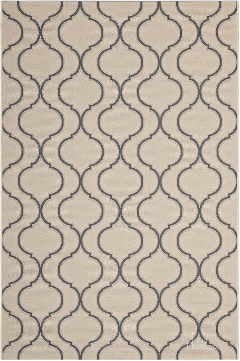 The appearance of Linza Wave Abstract Trellis 8X10 Indoor and Outdoor Area Rug In Beige and Gray designed by Modway in the modern / contemporary interior design. This beige and gray piece of furniture  was selected by 1StopBedrooms from Linza Collection to add a touch of cosiness and style into your home. Sku: R-1136A-810. Material: Polypropylene. Product Type: Area Rugs. Image1