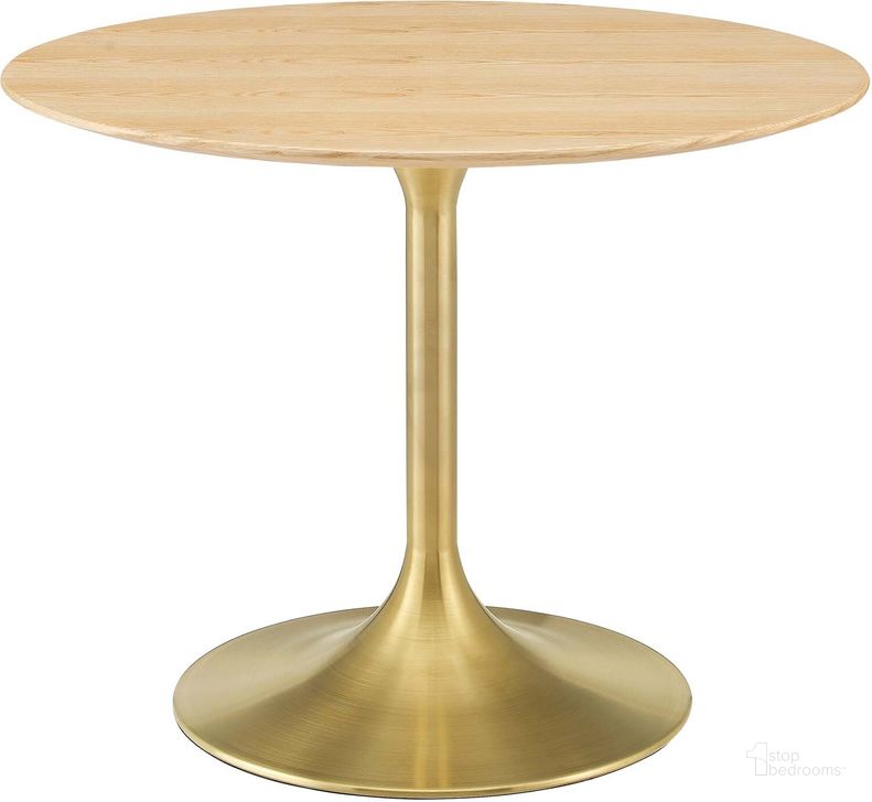 The appearance of Lippa 40 Inch Wood Dining Table In Natural and Gold designed by Modway in the modern / contemporary interior design. This natural and gold piece of furniture  was selected by 1StopBedrooms from Lippa Collection to add a touch of cosiness and style into your home. Sku: EEI-5229-GLD-NAT. Table Base Style: Pedestal. Table Top Shape: Round. Material: Wood. Product Type: Dining Table. Size: 40". Image1