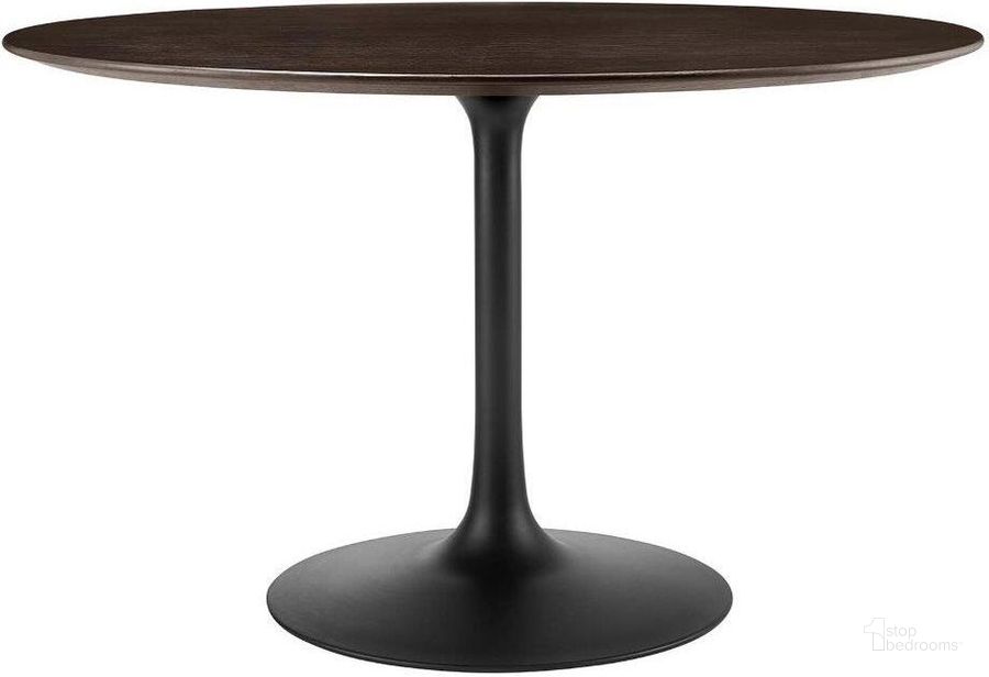 The appearance of Lippa 47 Inch Wood Dining Table In Walnut and Black designed by Modway in the modern / contemporary interior design. This walnut and black piece of furniture  was selected by 1StopBedrooms from Lippa Collection to add a touch of cosiness and style into your home. Sku: EEI-4872-BLK-CHE. Table Base Style: Pedestal. Table Top Shape: Round. Material: Wood. Product Type: Dining Table. Size: 47". Image1