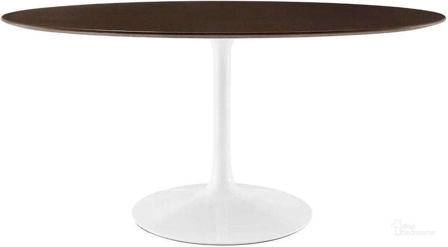 The appearance of Lippa 60 Inch Oval Dining Table designed by Modway in the modern / contemporary interior design. This white cherry walnut piece of furniture  was selected by 1StopBedrooms from Lippa Collection to add a touch of cosiness and style into your home. Sku: EEI-5194-WHI-CHE. Table Base Style: Pedestal. Table Top Shape: Oval. Product Type: Dining Table. Material: MDF. Size: 60". Image1