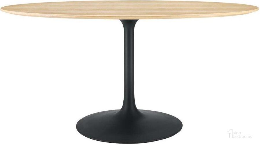 The appearance of Lippa 60 Inch Wood Oval Dining Table In Black and Natural designed by Modway in the modern / contemporary interior design. This black and natural piece of furniture  was selected by 1StopBedrooms from Lippa Collection to add a touch of cosiness and style into your home. Sku: EEI-4887-BLK-NAT. Table Base Style: Pedestal. Table Top Shape: Oval. Material: Wood. Product Type: Dining Table. Size: 60". Image1